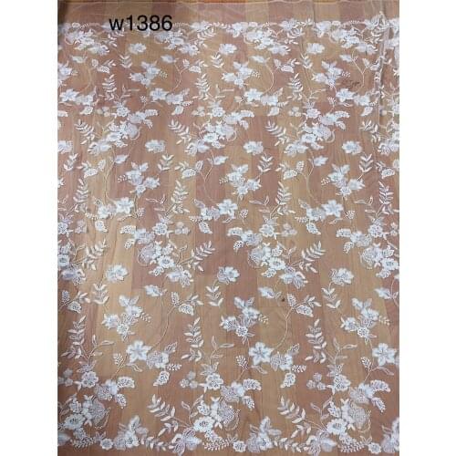 African Net Lace Embroidered Beaded Lace Fabric with Sequins For Wedding dress 10 yards/Lot