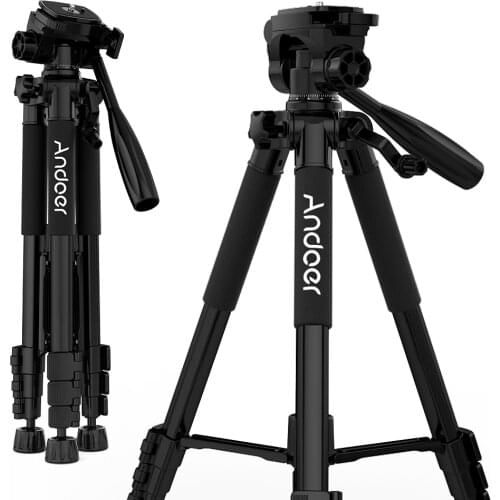 Andoer TTT-663N Professional Portable Travel Aluminum Camera Tripod for SLR DSLR Digital Camera Tripod with Phone Clamp