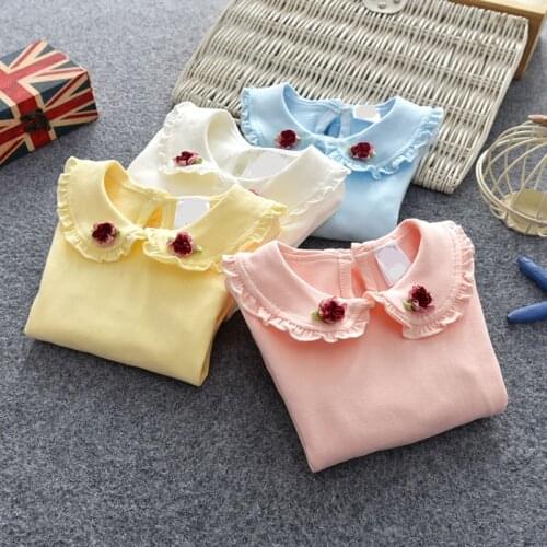 Girls Blouses Cotton Children Tops Autumn School Girl Blouse Kids Spring Clothes Girls Shirt Long Sleeve infant toddlers flowers