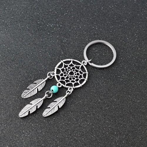 Dream Catcher Keychain Simple Fashion Key Ring Buckle Pendant Metal Dreamcatch Keychain Women Vintage Indian Style