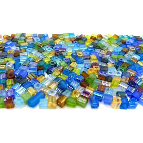 100Pcs/lot 4mm Colors Glass Beads Square Loose Spacer Beads For Jewelry Making DIY Bracelet Necklace