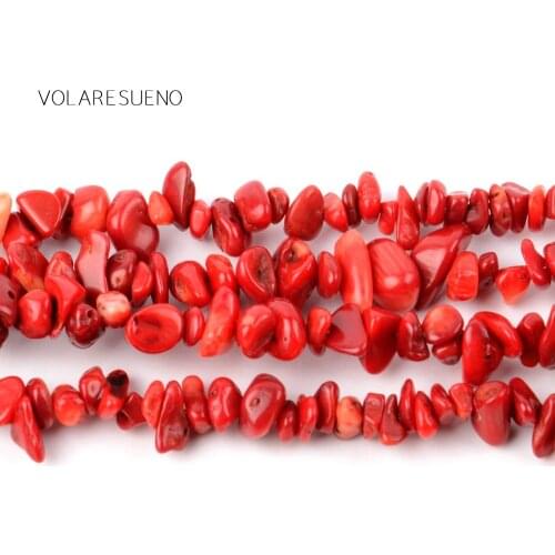 Irregular Red Coral Stone Freeform Chip Gravel Natural Loose Beads 16” Pick 3-5-8-12m Spacer Beads For Bracelet Jewelry Making