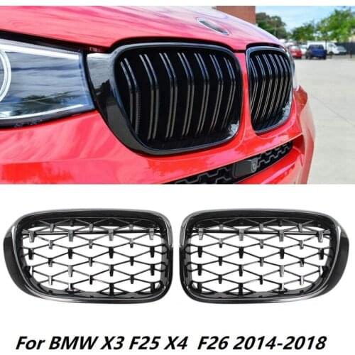 Black Diamond Style Car Front Kidney Grilles Grill for -BMW X3 F25 X4 F26 2014-2018 Car Racing Grills