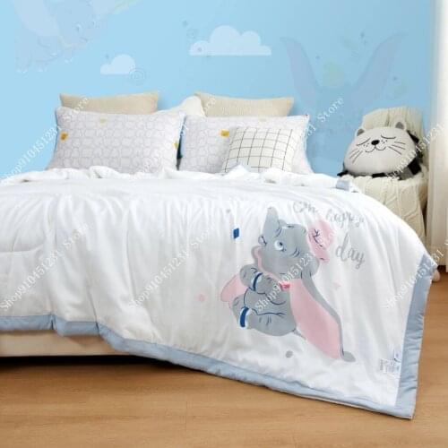 Disney Cartoon Cute Dumbo Children Summer Quilt Mosquito Repellent for Girls Boys Children Gift Blanket Throw Bedroom on Bed