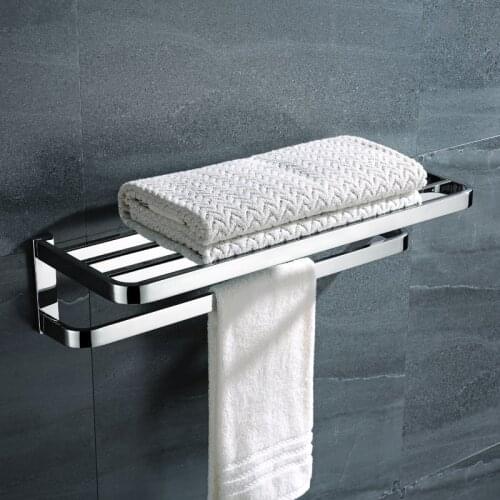 Double Layer Bathroom Towel Racks Wall Mount Luxury Bath Towel Holder Polished Bathroom Accessories Shower Shelf Towel Rack