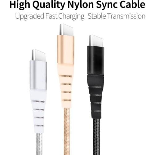 GuSuo Nylon Braided Type-C USB3.1 Micro USB Data Cable for Fast Charging Stable Transmission Sync Extended Wire 1 Meter 3 Colors