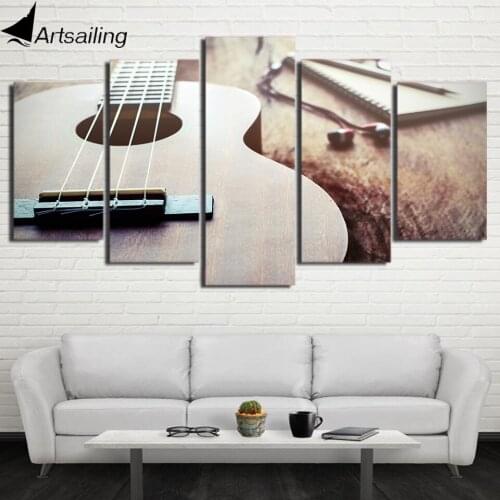 HD Printed 5 Piece Canvas Art Classical Guitar Painting Framed Large Wall Pictures for Living Room Modern Free Shipping CU-2423C
