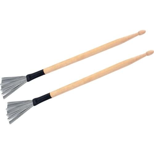Exquisite Pack of 2 Drum Wire Brushes Drum Sticks Mallets Beaters Percussion Parts