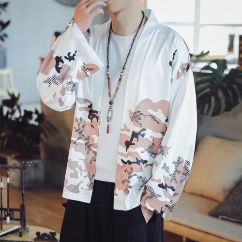 Kimonos Haori 2019 Japanese Fashion Kimono Cardigan Men Karate Samurai Costume Asian Kimono Yukata Japanese Kimono Men FF2454