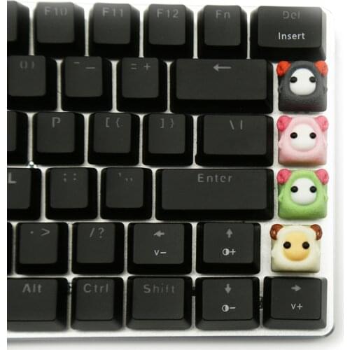 4pc Handcraft Little Sheep Resin Artisan Keycap for MX Switch Mechanical Keyboard Cute Pink White Light Green Dark Gray Gift