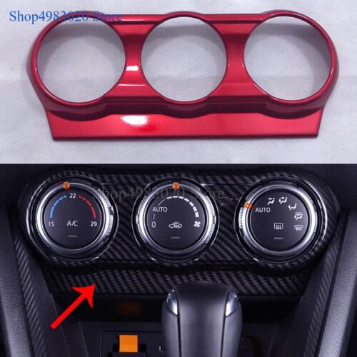 Red for Mazda CX-3 CX3 Air Conditioning Control Knob Panel Cover 2016 2017 ABS chrome/ Carbon Fiber Material Accessories
