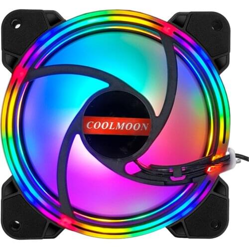 COOLMOON 120mm 6pin Adjustable RGB Silent Cooling Fan Desktop Chassis Cooling Fan Game Chassis Adjustable Speed Chassis Radiator