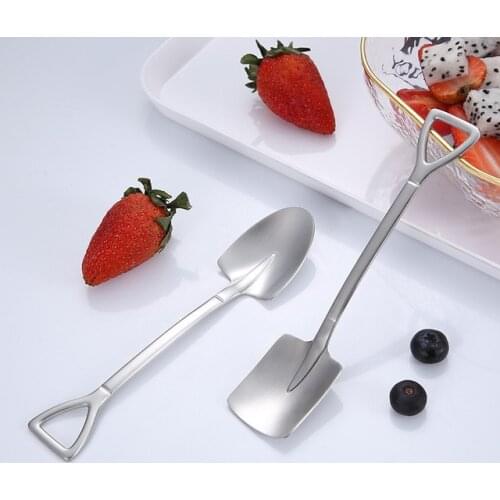 Afternoon Tea Dessert Cute Shovel Coffee Scoops Stainless Steel Coffee Spoon For Kids Icecream Dessert Spoon Kitchen Accessories