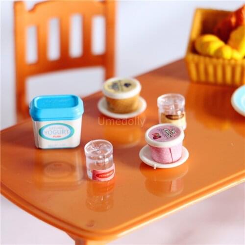 Mini 1/12 Miniature Dollhouse Yogurt Ice Cream Set Play Doll Food Kitchen Accessories for Pullip Barbies Doll House Toy