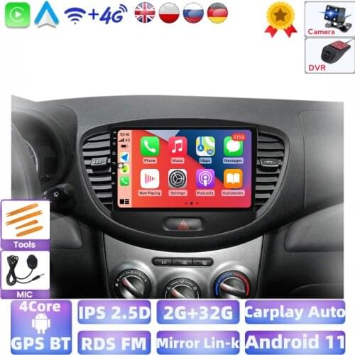 WiFi 2G + 32G Android For HYUNDAI i10 2007 -2013 Multimedia Stereo Car DVD Player Navigation GPS Radio