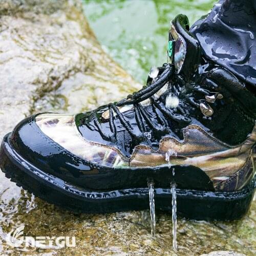 NEYGU fly fishing camo wading boots ,hard-wearing wader shoes for hunting with felt sole suit for outdoor sports