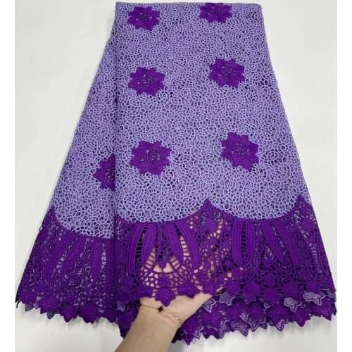 Nigerian lace fabric 2021 high quality lace French Water Soluble lace fabric Guipure Cord lace fabric for Party Dress