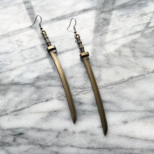 New Gothic Knife Katana Sword Drop Earrings Weapon Dagger Fashion Goth Warrior Jewelry Women Gift Beautiful Crescent Wholesale