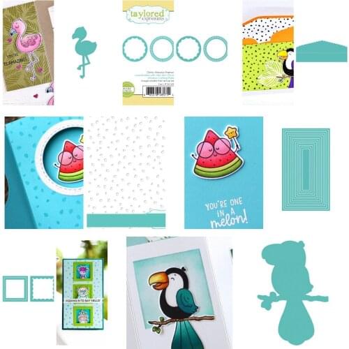 New FRAMES DOTS LEAVES Flamingo Cutting Dies Stamps Scrapbook Diary Secoration Embossing Stencil Template Diy Greeting Card