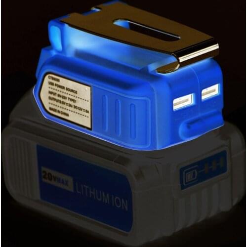 New Dual USB DC 12V Port 60W with LED Display Clip Battery Converter Adapter For DEWALT 18V 20V Li-Ion Battery