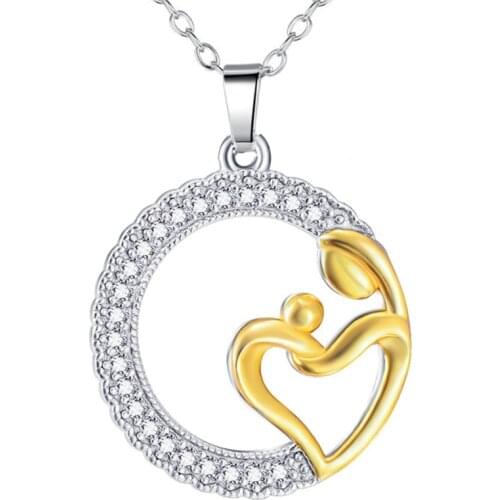 New Korean Version Mothers Day Necklace Circle Round Zircon Pendant Necklaces for Women Thanksgiving Jewelry Gifts