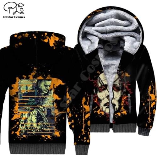 PLstar Cosmos Halloween Movie Michael Myers Horror Terror Men/Women 3DPrint Autumn Winter Warm Coat Fleece Jacket Zip Hoodies A1