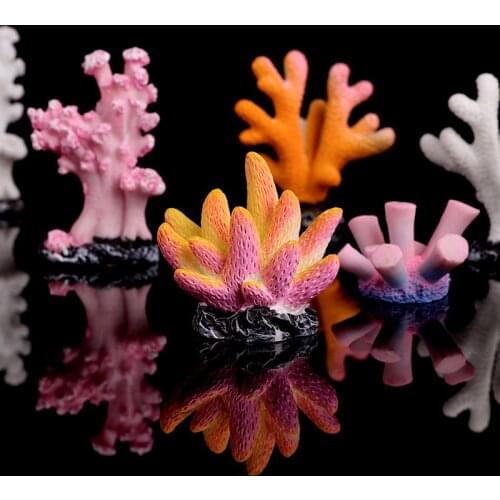 1pcs Underwater Resin Fish Tank Landscape Aquarium Decoration Artificial Coral Cute Colorful Coral Fish Aquatic Ornament White