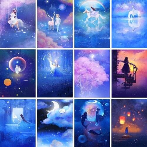 Full Square/Round Cartoon Moon Landscape Rhinestone Embroidery Mosaic 5d Diy Diamond Painting New Home Decoration