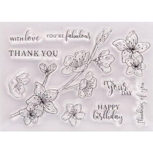 Branches Orchid Clear Stamps for Card Making Decoration and DIY Scrapbooking Silicone Stamps for Handmade Crafts Multi-element