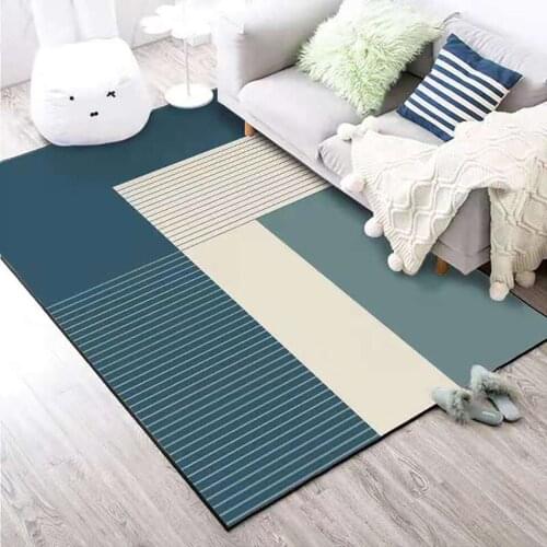 Modern Fashion Carpet For Living Room Simple Nordic Style Rug Geometric Dark Green Blue Bedroom Door Floor Non-slip Soft Mat
