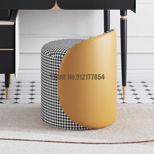 Dressing table stool light luxury modern minimalist round stool bedroom small apartment household backrest makeup chair net red