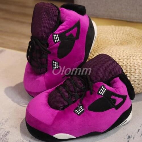 Unisex Big Size 35-44 Snug Sneakers Women House Floor Slippers Women/Men Winter Warm Home Slippers Ladies Slides One Size Shoes