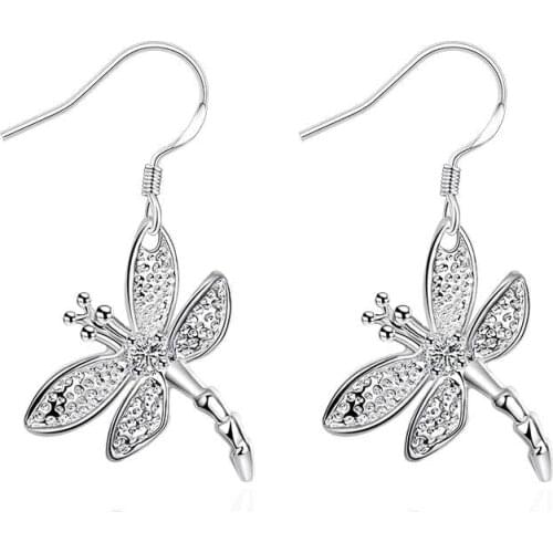 ZEMIOR Silver Color Dragonfly Earrings Meticulous Graceful Refined Earring For Women Fashion Jewelry Valentine Day Best Selling