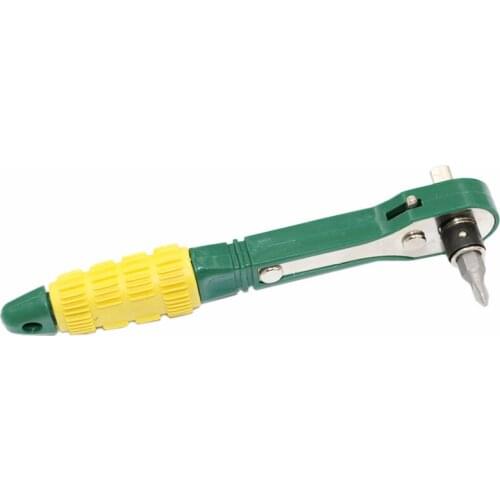 Yellow Green Mini Fast Ratchet Wrench 1/4 Wind Bit Screwdriver Rod Quick And Easy Socket Wrench