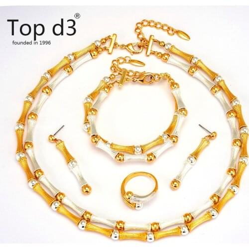 Top d3 Vinnois egant Design Dubai Ladies Jewelry Sets 2020 Fashion Design Luxury Gold Color Costume Dubai Women Jewelry Sets