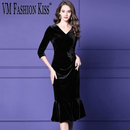 Elegant Gold Velvet Dress V-neck Solid Spring/Autumn Stretch Slim Knee-Length Evening Party Vestidos Large Size 4xL Dresses