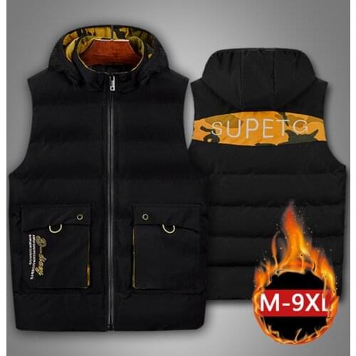Winter Mens Jacket 8XL Plus Size Tide Brand Cotton Vest Large Size Vest Shoulder Vest Cotton Tooling 9XL 7XL