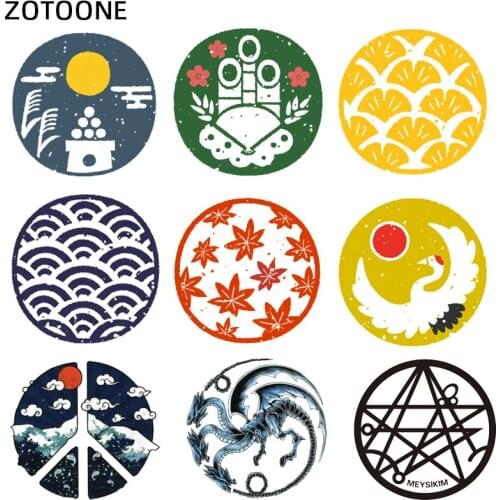 ZOTOONE Circle Painting Patches Iron on Patch for Clothes Japanese Sticker for Kids Heat Transfers Applications DIY Appliques S