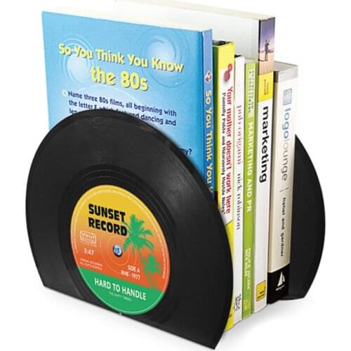 Creative 1pair mini bookends cute CD Male and female students Bookshelf Thickened Retro vinyl record book stand 301-0720