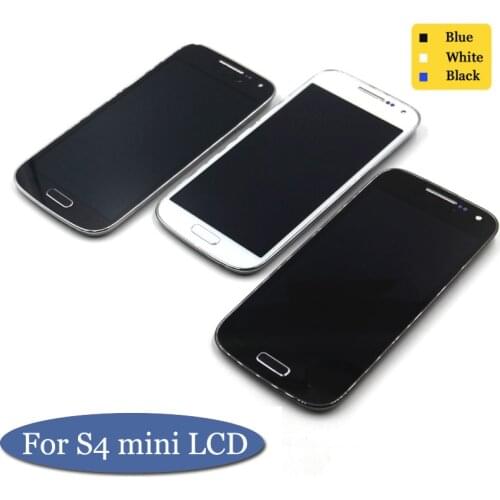 100% tested For Samsung S4 mini for Galaxy S4 mini GT-i9195 i9190 i9192 LCD Display Digitizer Touch Screen Assembly with frame
