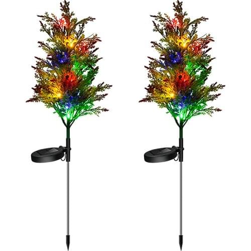 2pcs Garden Solar Light IP65 Waterproof Multi Color LED Tree Solar Stake Light for Patio Backyard Flowerbed