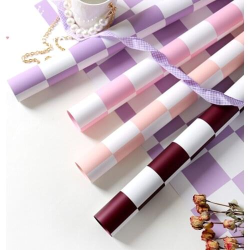 20pcs/lot 60x60cm Lattice Pattern Flower Wrapping Paper Florist Bouquet Floral Gift Packaging Material