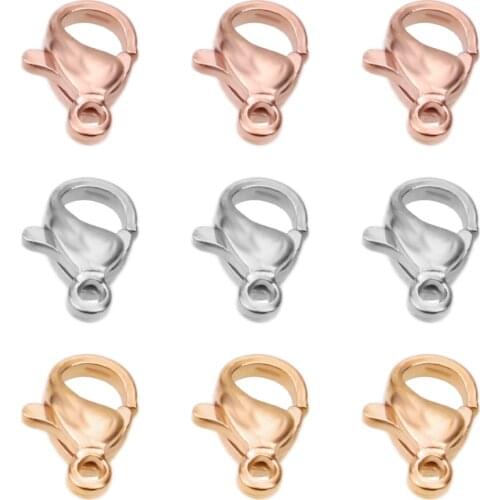 20pcs lot Stainless Steel Rose Gold Silver Color Lobster Clasp Hooks End Clasps Connectors Necklace Bracelet Jewelry Findings
