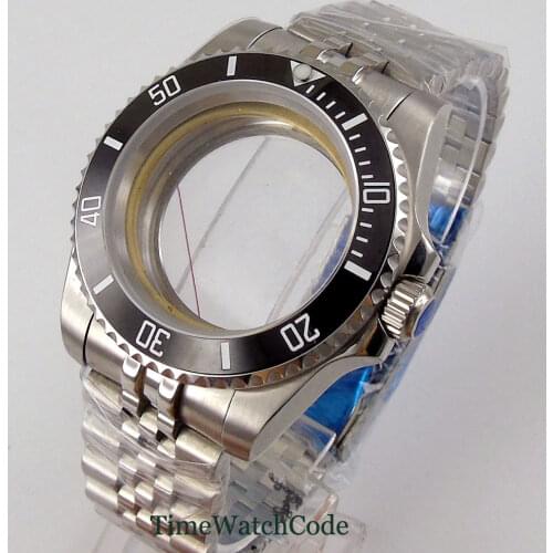 40mm Watch Case + Strap Spare Parts Fit For NH35A Miyota8215 821A ETA2836 Sapphire Glass Ceramic Bezel Insert Jubilee Bracelet