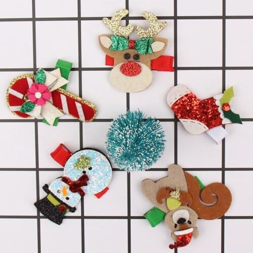 5Pcs/Set Christmas Cute Hair Clip for Girls Glitter Snowman BB Barrettes Hairpins Festival Dance Party Kids Hair Accessories