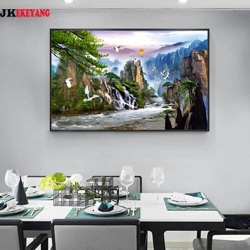 5D Diy diamond painting Waterfall and mountain Diamond Mosaic sale Rhinestone Embroidery cross stitch Y4114