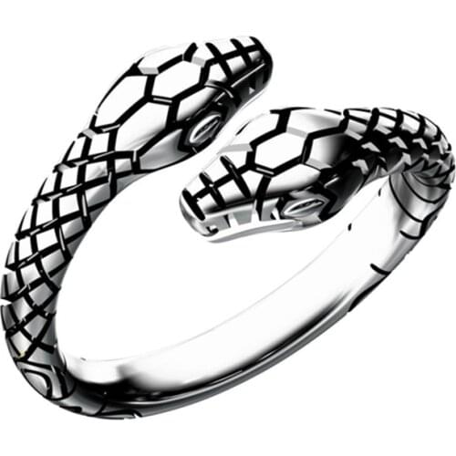 925 Sterling Silver Vintage Snake Finger Rings Jewelry Unisex Open Adjustable Size Ring Man jz057