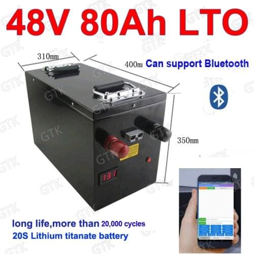 2pcs LTO 22S 52V 70AH Lithium titanate battery bluetooth BMS APP 2.4V LTO for 7000W Forklift Tricycle Solar system +10A charger