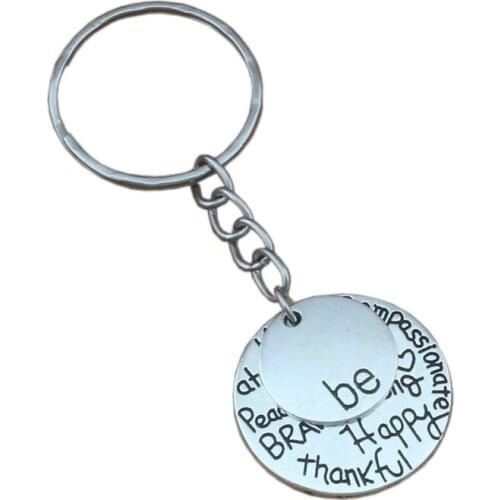 DIY Accessories Material Alloy "Be" Graffiti Happy Strong Thankfull Charm Band Chain key Ring A-129f