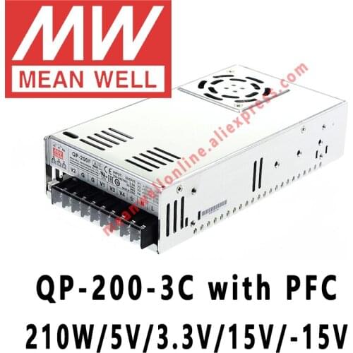 Mean Well QP-200-3C meanwell 5V/3.3V/15V/-15V DC 210W Quad Output with PFC Function Power Supply online store